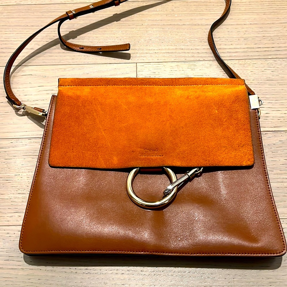 Chloe Faye Small leather & suede shoulder bag